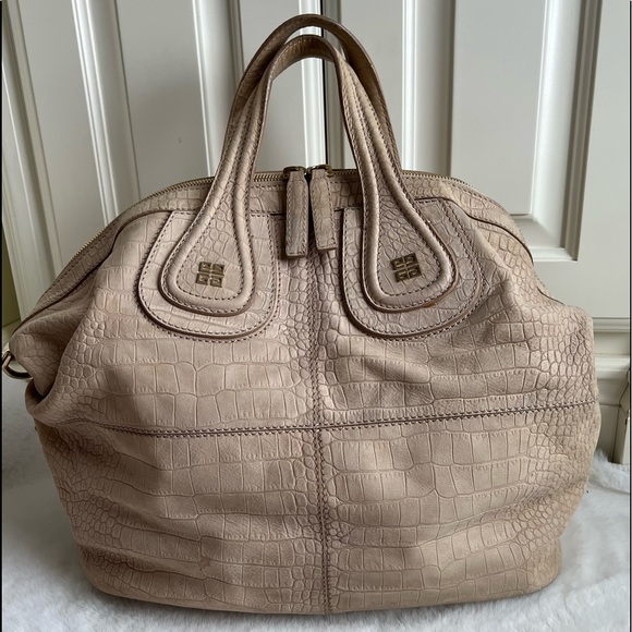 Authentic Givenchy Nightingale Croc Embossed Nubuck Leather Satchel Large - Picture 2 of 16